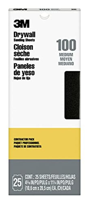 3M Drywall Sanding Sheets 4 316in by 11 14in 100CGrit 25Pack