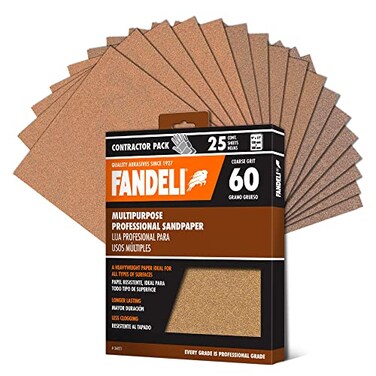 Fandeli 36021 060 Grit Multipurpose Sandpaper Sheets Brown 9 x 11 25Sheet
