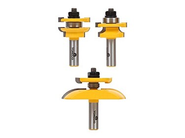 Yonico YONICO Raised Panel Cabinet Door Rail and Stile Router Bits Set 3 Bit Round Over 12Inch Shank 12343