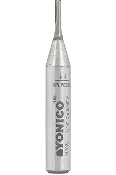Yonico YONICO Router Bits Straight Bit Solid Carbide Insert 116Inch Diameter 14Inch Shank 14002q