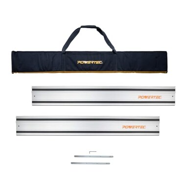 POWERTEC 71550 55 Track Saw Guide Rail Kit for Makita or Festool Includes 2 Guide RailsProtective Guide Rail BagRail Connectors