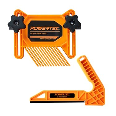 POWERTEC Tandem Featherboard and LPush Stick Fits Table Saw Router Table Planers Jointer Wood Pusher Reduces Kickback Increases Safety for Wood working Accessories 2PK 71555