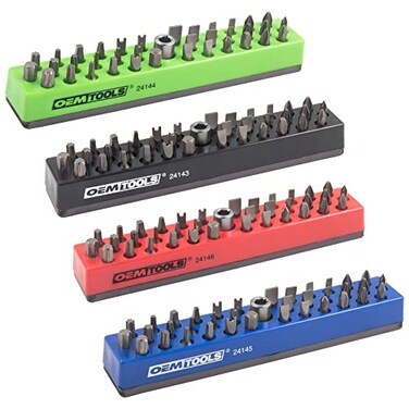 OEMTOOLS 24142 36 Piece Magnetic Hex Bit Holder Set 4 Pack Hex Bit Organizers Mounts to Metal Surfaces Non Marring Hex Bit Storage