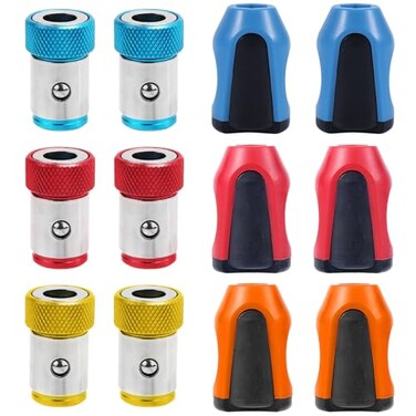 Tinoaly 6pcs Screw Ring Holder Set with 6pcs Magnetizer Magnetic Screwdriver Ring for 14 Inch Hex Screwdriver Power Bits