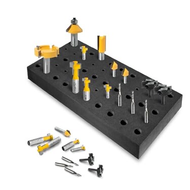 POWERTEC Router Bit Storage Tray Router Bit Holder Holds 50 Bits 30 12 and 20 14 Shank Router Bits Drill Bit Organizer Tray High Density Foam Tool Box Router Bits Not Included 71217