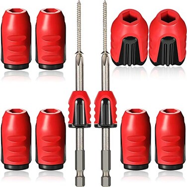 Ripeng Magnetic Screw Holder Rings 14 Inch 635 mm Screwdriver Driver Bits Magnetizer for Electric Drill and Hand Tools Red 10 Pieces