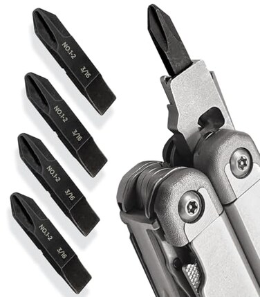 GALVANOX 4Pack Replacement Screwdriver Bits Designed for Leatherman MultiTools PhillipsFlat No12 Phillips Head and 316 Flat Head Tip DoubleEnded Flat Screwdriver Bits Hardened S2 Steel