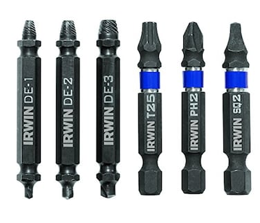 IRWIN Tools IMPACT Performance Series SCREW GRIP DoubleEnded Screw Extractor Insert Bits 6Piece Set 1876225