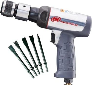 Ingersoll Rand 123MAXK Vibration Reduced Air Hammer 5Piece Chisel Set 3530 BPM 258 Stroke Round Shank