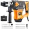 SHIELDPRO 114 Inch SDSPlus 13 Amp Rotary Hammer Drill Heavy Duty Safety Clutch 3 Functions with Vibration ControlIncluding Grease Flat Chisels Point Chisels and 3 Drill Bits