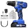 AVID POWER 20V MAX Power Drill Kit Cordless Drill Set with Battery and Charger 2 Variable Speed 38Inch Keyless Chuck 19 Position and 22pcs Bits Blue