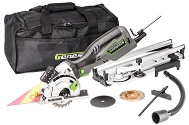 Genesis GPCS535CK 58 Amp 3 12 Control Grip Plunge Compact Circular Saw Kit with Laser Miter Base 3 Assorted Blades Vacuum Adapter Hose Rip Guide and Carrying Bag