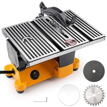 Sbestily Mini Table Saw with 3 Blades 90W Small MultiFunctional Electric Desktop Miter Saws for DIY Crafts Cutting MetalWoodCeramic TilePCBAcrylic