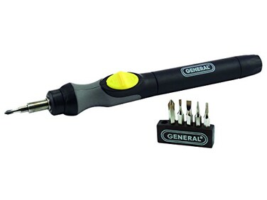 General Tools Precision Cordless Electric Screwdriver 500 with Six Bits and Quick Change Chuck Handles Difficult Repetitive ScrewFastening Jobs