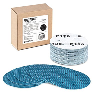 toolant Diamond Shape 6 Inch 120 Grit Sanding Disc Revolutionary Patent 6 Hole Hook and Loop Sanding Discs for Random Disc Sanders Orbital Sanders 50Pack by