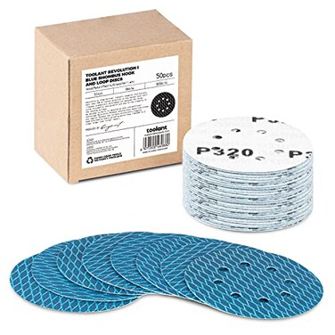 toolant Diamond Shape 5 Inch 320 Grit Sanding Disc Revolutionary Patent 8 Hole Hook and Loop Sanding Discs for Random Disc Sanders Orbital Sanders 50Pack by