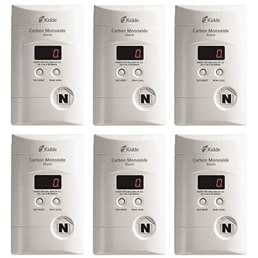 Kidde Carbon Monoxide Detector Plug In Wall with 9Volt Battery Backup Digital LED Display 6 Pack