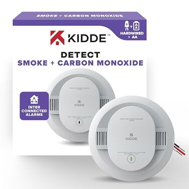 Kidde Smoke and Carbon Monoxide Detector Hardwired with AA Battery Backup LED Status Lights Interconnected 85 dB Alarm 5 inches 30CUAR 1 Pack