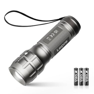 Lighting EVER LED Flashlights High Lumens Small Flashlight Waterproof Adjustable Focus Flash Light for Outdoor Emergency AAA Batteries Included