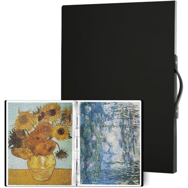 URHELPER puzzle storage folder size 25 x 307 inches Black Includes 20 transparent pockets Comes with two elastic bands