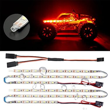 elechawk Waterproof LED Light Strips for RC Cars Trucks Airplanes Boats Drones Fixed Wing AR Wing Model Underglow Light Red