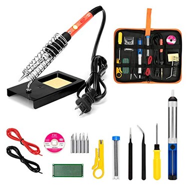 Q-MING Soldering Iron Kit 60W Upgraded Soldering Kits Adjustable Temperature Welding Tool Solder Irons Pen with OnOff Switch Use for Electrical Repairs