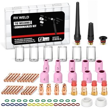 RX WELD 79PCS TIG Welding Accessories Torch Kit Stubby Gas Lens 1012 lass Cup For WP171826