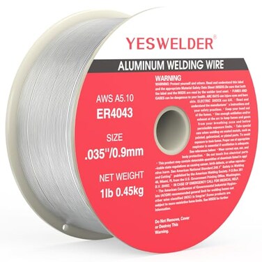 YESWELDER Silicon Aluminum Welding Wire ER4043 035Inch Diameter 1Pound Strong ABS Plastic Spool MIG Wire