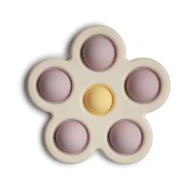 mushie Flower Press Toy Soft LilacDaffodilIvory