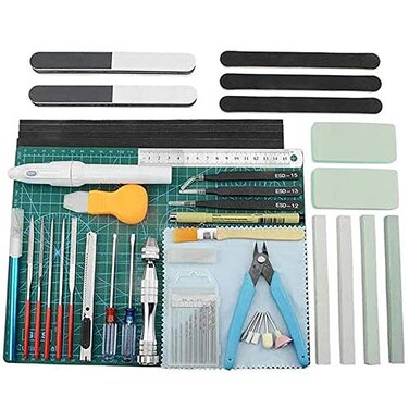 BXQINLENX Professional 39 PCS Model Tools Kit Modeler Basic Tools Craft Set Hobby Building Tools Kit for Gundam Car Model Building Repairing and FixingQ