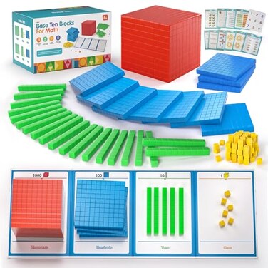 stochastic box Plastic Base Ten Blocks 143 pcs Place Value Blocks Kindergarten Counting Cubes for Kids Math Math Manipulatives for Early Counting Math Toy for 1st Grade