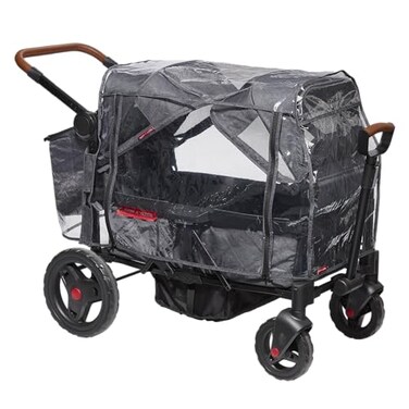 Radio Flyer Voya Stroller Wagon Rain Cover with Storage Bag Black Waterproof Stroller Cover for 2Seater Wagon FastDrying Design Zippered Side Panel for Easy Access