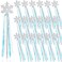 Gejoy Winter Snowflake Wand Silver Snowflake Magic Wand Winter Flake Theme Winter Wand Princess12 Pcs