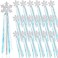 Gejoy Winter Snowflake Wand Silver Snowflake Magic Wand Winter Flake Theme Winter Wand Princess12 Pcs