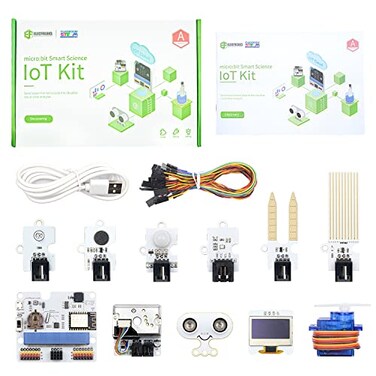EF ELECFREAKS ELECFREAKS microbit Smart Science IoT Kit Octopus Series Sensor microbit Sensor Starter Kit Data to The Cloud Internet with RTC Timing and WiFi Module Environment Experiment KitWithout m