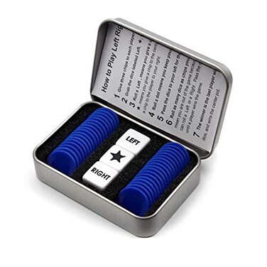 Befantasway Right Left Center Dice Game Set with 3 Dices 36 Chips Blue