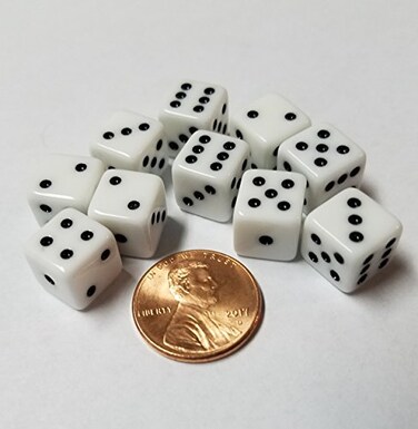 Rook Robot 10x White 10mm Dice with Dots
