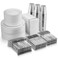 Munfix 700 Piece Plastic Silver Dinnerware Set 200 Rim Plates 300 Silverware 100 Cups 100 Linen Like Silver Napkins 100 Guest Disposable Dinnerware Set