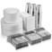 Munfix 700 Piece Plastic Silver Dinnerware Set 200 Rim Plates 300 Silverware 100 Cups 100 Linen Like Silver Napkins 100 Guest Disposable Dinnerware Set