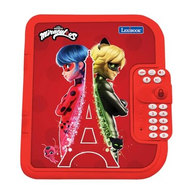 LEXiBOOK Lexibook Miraculous Electronic Secret Diary with Pen and Notebook Included Interactive Password Fun Features Sounds Effects Red SD50MI