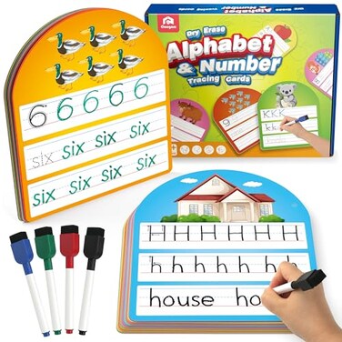 Coogam Handwriting Practice Copybook Write and Erase Alphabet Number Learning Materials Educational Tracing Letters for PreK Homeschool Student Kids Age 36