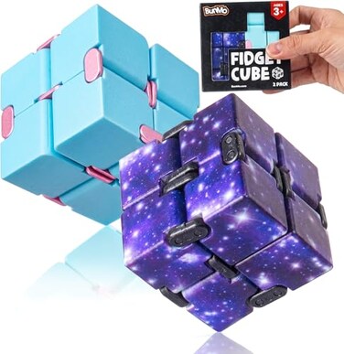 BUNMO BunMo 2 Pack Infinity Fidget Cube Pocket Fidget Toys for Kids Adults Quiet Folding Desk Fidget with Smooth Hinges Durable ABS Portable Sensory Cube