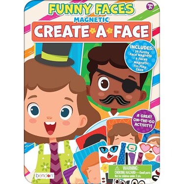 Bendon TS Shure Create Funny Faces Magnetic Activity Tin with Illustrated Magnet Sheets and Playcard 50261