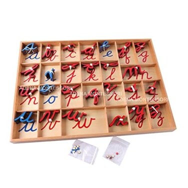 Adena Montessori Small Cursive Moveable AlphabetMontessori Grammar Symbols Cards with BoxMontessori Materials Language Educational Tools Preschool Learning