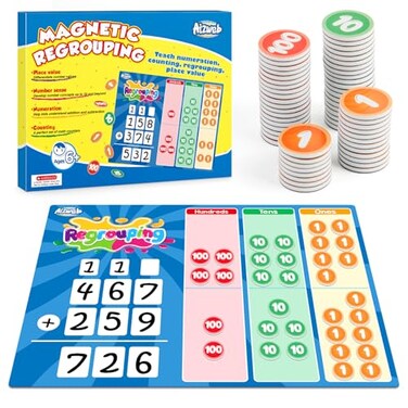 Aizweb Magnetic Regrouping Base Ten Place Value ChartAddition and Subtraction Math ManipulativesDry Erase Board for 1st 2nd 3rd Grade Classroom Must HavesHands On Regrouping Math Games for Kids