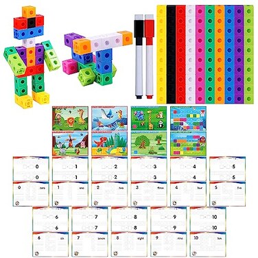 SpriteGru Math Linking Cubes 100 Math Cube Manipulatives with 30 Learning Activities Number Counting Blocks Snap Linking Math Counters Fun Educational PreK Counting Blocks for Preschool Kindergarten