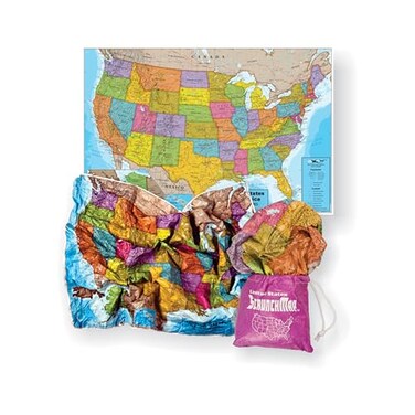 Waypoint Geographic USA ScrunchMap Portable EasytoStore USA Map Water and TearResistant Map EcoConscious Unique Gifts Storage Bag Included 24 H x 36 W
