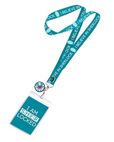 Seven20 Sherlock Holmes I Am Sherlock with 2D Heart Sherlock Teal Lanyard Charm