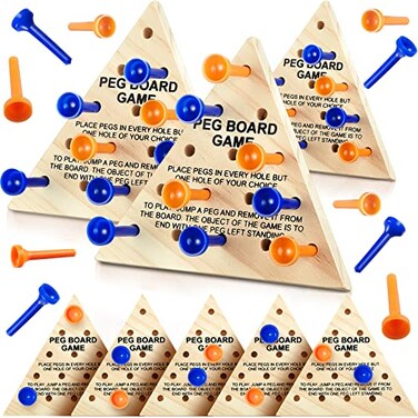 Zhanmai 3 Sets Wooden Triangle Peg Educational Board Travel Size Operation Christmas Learning Puzzles Blue Orange Peg
