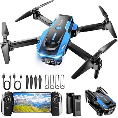 RELIDOL Drone with 1080P Camera Foldable Remote Control Quadcopter with Gesture Control 3D Flip One Key Start Emergency Stop 2 Batteries Easier to use Toy for Adult Beginners BlackBlue